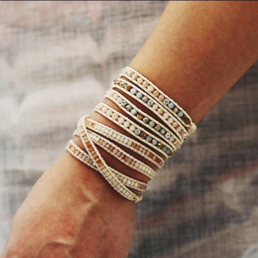 Leather Boho Beaded Bracelet Regular price